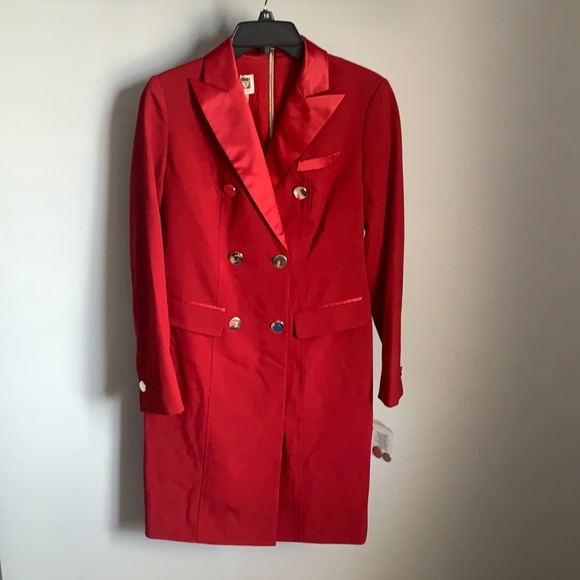 NWT Anee Klein Ladies Titan Red Double Breast Coat - Picture 1 of 7